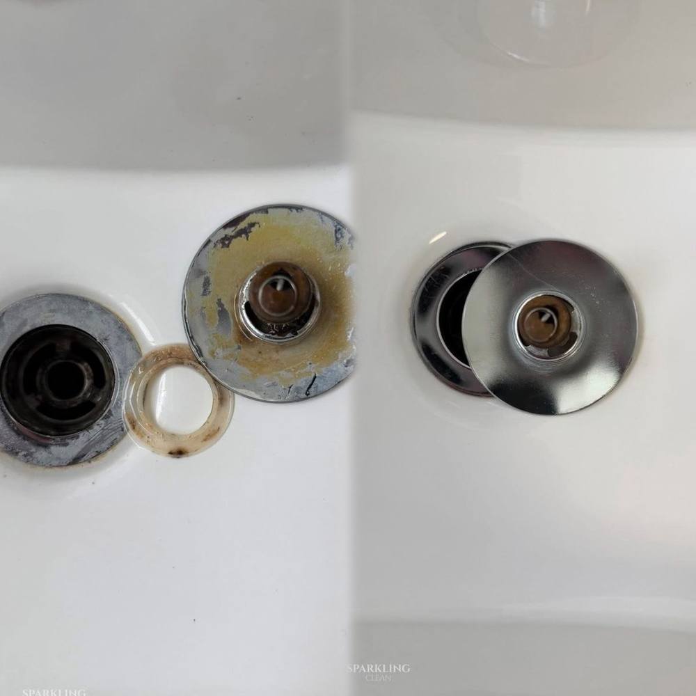 Bath drain before and after